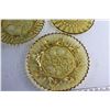 Image 4 : (3)  Amber Glass Plates  - (2) Pioneer Intaglio Fruit Saw Toothed Rim Dishs