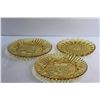 Image 5 : (3)  Amber Glass Plates  - (2) Pioneer Intaglio Fruit Saw Toothed Rim Dishs