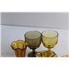 Image 2 : (5) Assorted Amber Glass Glassware