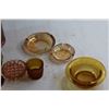 Image 2 : Amber Glass Salt & Pepper Shakers, Carnival Glass Ashtrays, Tobacco Jar and Assorted Glassware