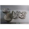 Image 1 : (2) Bowls, (4) Playing Cards Themed Plates, Creamer and Stand Plate