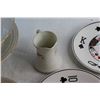 Image 3 : (2) Bowls, (4) Playing Cards Themed Plates, Creamer and Stand Plate
