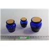 Image 1 : (3) Cobalt Blue Glass Storage Jars