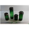Image 1 : Set of 4 Green Glass Storage Jars