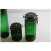 Image 2 : Set of 4 Green Glass Storage Jars