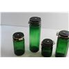 Image 3 : Set of 4 Green Glass Storage Jars