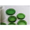 Image 3 : (7) Green Glass Coasters and (3) Glass Storage Jars