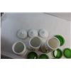 Image 5 : (7) Green Glass Coasters and (3) Glass Storage Jars