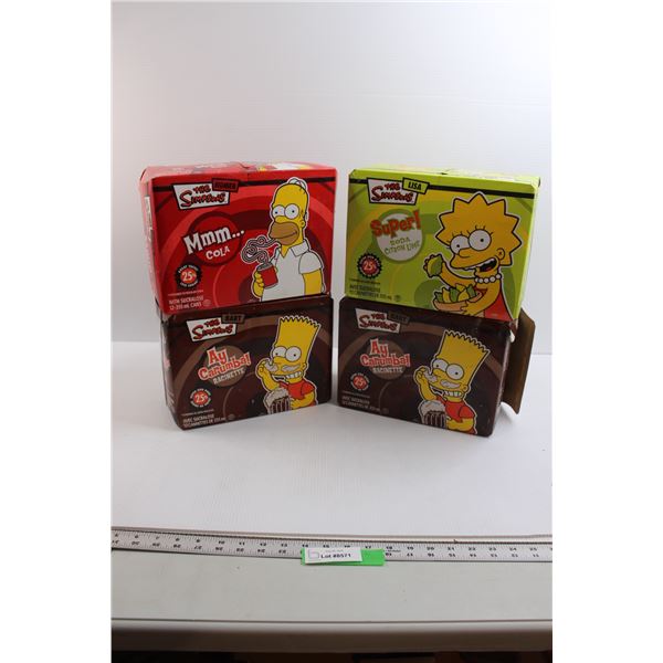 (4) Boxes The Simpsons Soda Cans - Empty Cans