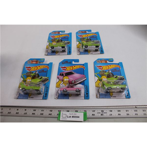 (5) The Simpsons Hot Wheels Cars
