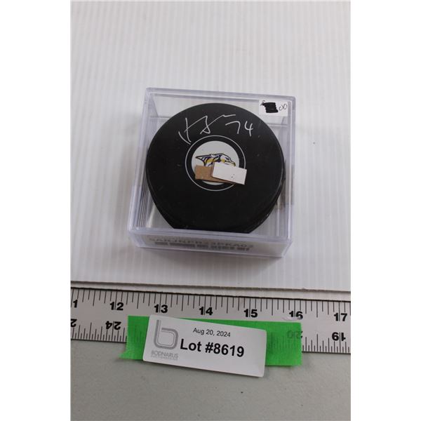 Juuse Saros Nashville Predators Signed Hockey Puck