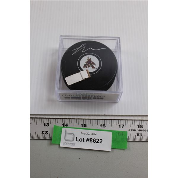 Logan Cooley Phoenix Coyotes Signed Hockey Puck