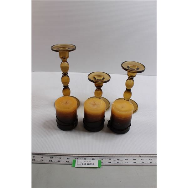 (3) Candles and Candleholders