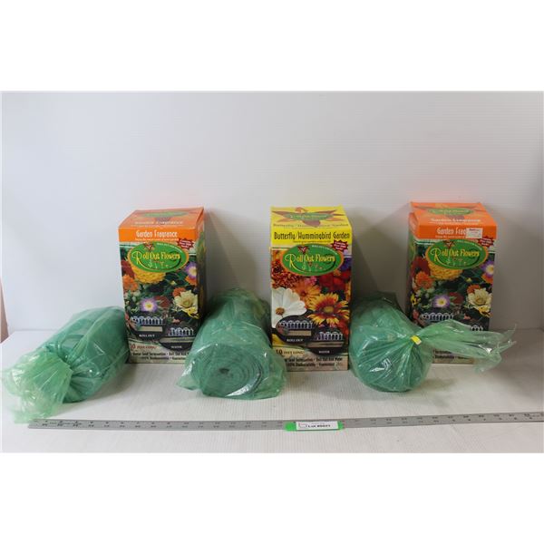 (3) Roll Out Flowers Rolls 10 Feet Long - Garden Fragrance, Butterfly/Hummingbird Garden