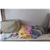 Image 1 : (7) Assorted Baby Blankets, (8) Baby Clothes, With Basket