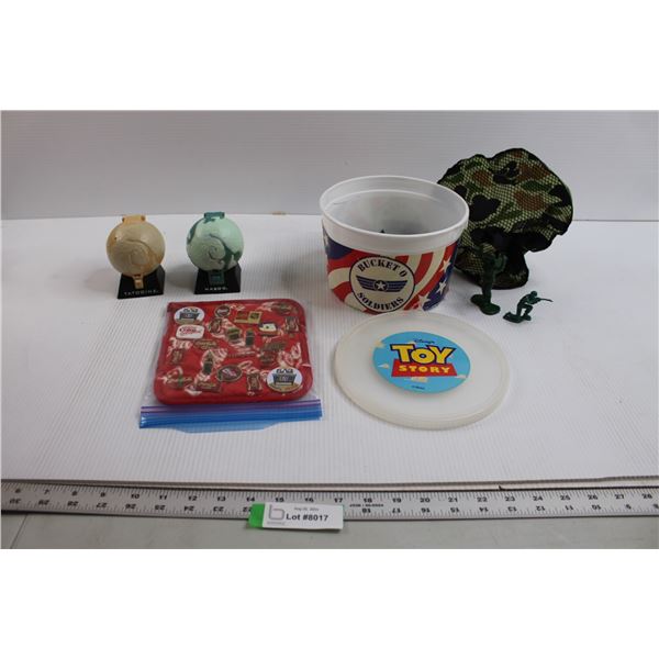 Toy Story Soldiers, (2) Star Wars Toys, Coca-Cola Pins