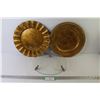 Image 1 : Round Glass Plate Stand w/Brass Grape Feet - (2) Plastic Platters