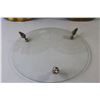 Image 6 : Round Glass Plate Stand w/Brass Grape Feet - (2) Plastic Platters