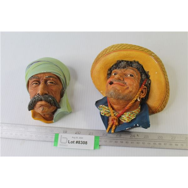 (2) Whiteware Bossons Heads