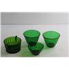 Image 2 : (4) Assorted Green Glass Bowls