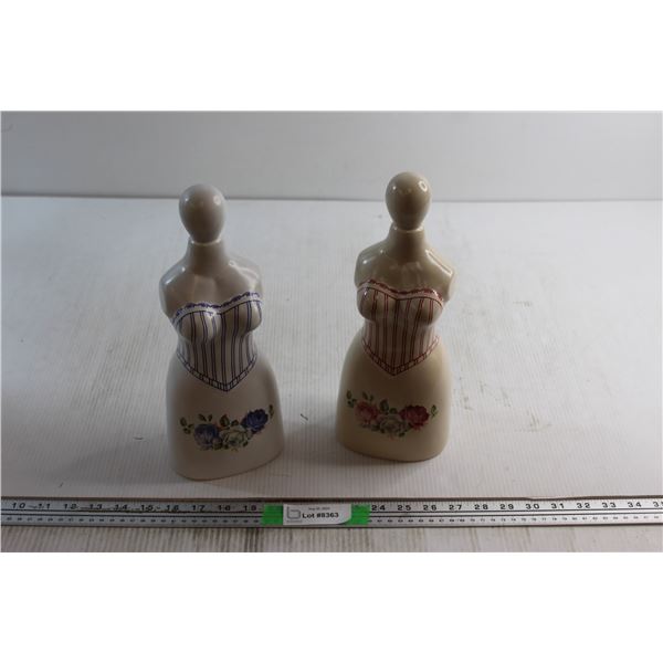 (2) Ceramic Female Form Decorations 13''
