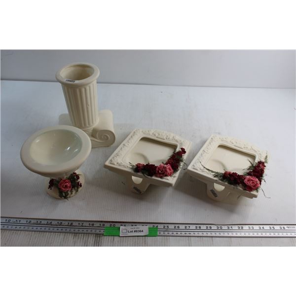(2) Whiteware Picture Frames, Vase and Planter