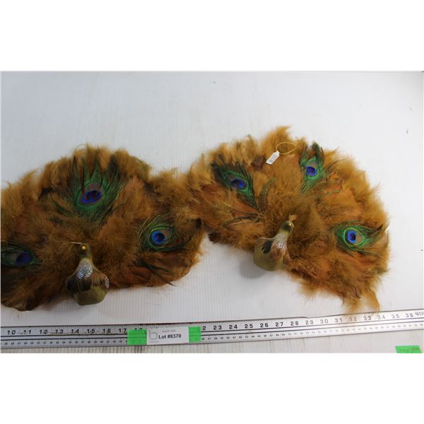 (2) Peacock Feather Hand Fans