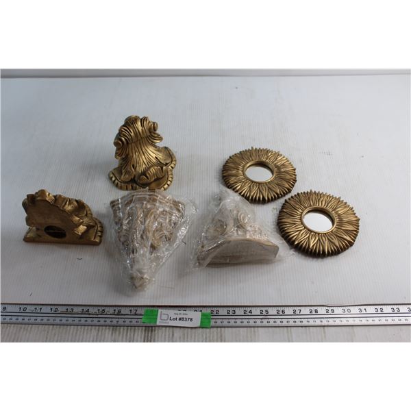 (2) Decorative Mirrors and (4) Wall Shelves