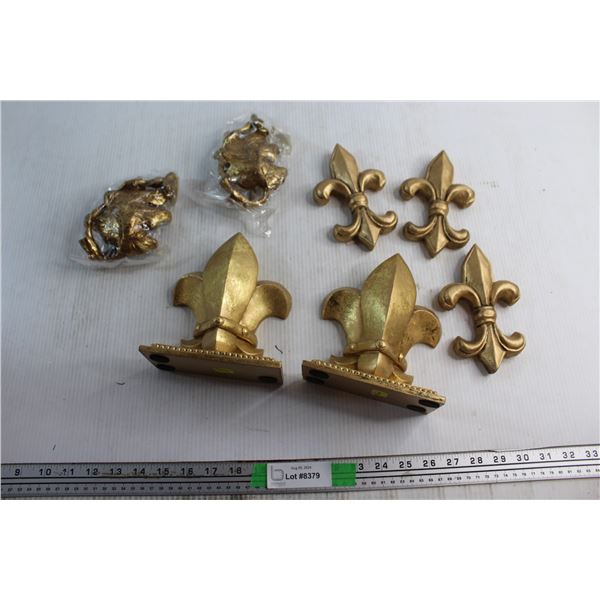 (5) Fleur De Lis and (2) Candle Holders