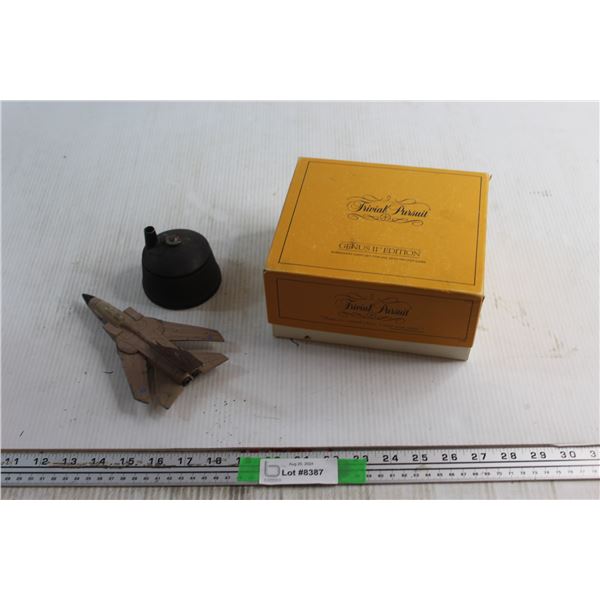 Trivial Pursuit Game, Fighter Jet Toy and Pencil Sharpener