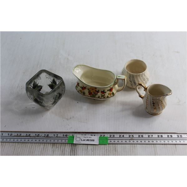 Vase, Cream & Sugar Set and Gravy Boat