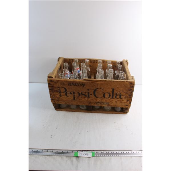 Vintage Pepsi Cola Wooden Crate and (24) Pepsi Glass Bottles