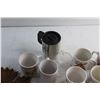 Image 3 : Wooden Maple Spoon Rack, (12) Assorted Mugs and Breton Thermos Cup