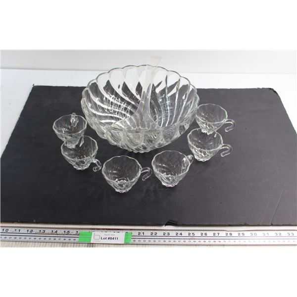 Punch Bowl and Cups Set 11''