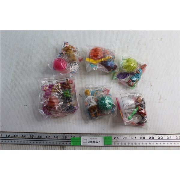 (6) Assorted Happy Meal Figurines with a Ball Toys