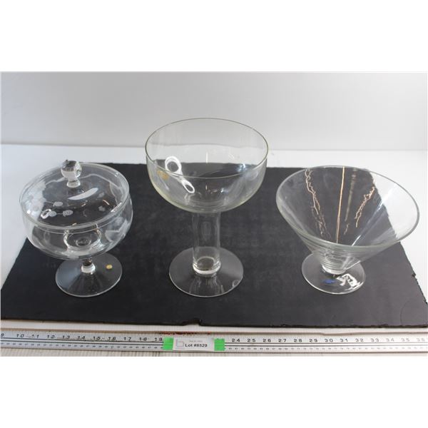 (3) Glass Centrepiece Bowls