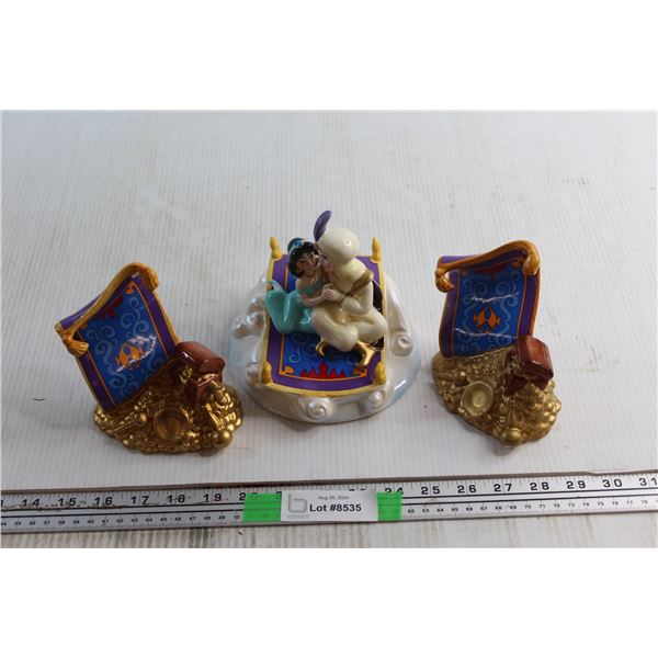 (3) Assorted Schmid Disney's Aladdin Ceramic Decorations