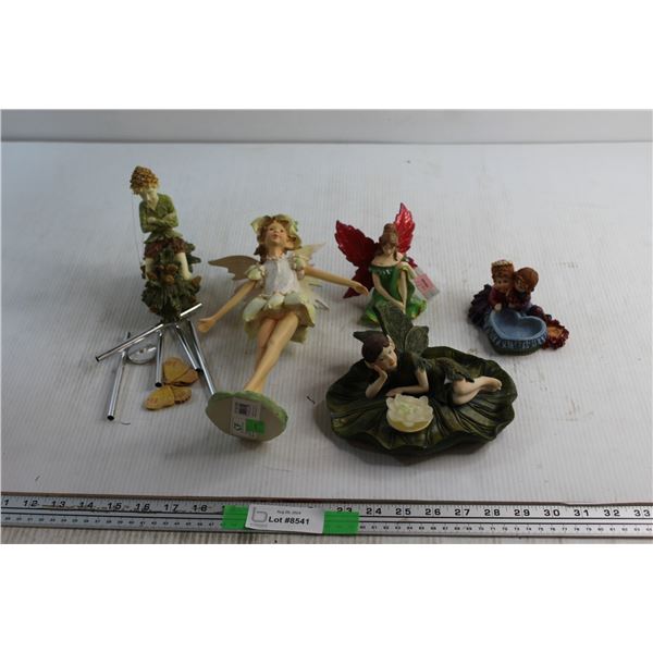 Wind Chime and (4) Assorted Ceramic Decorations