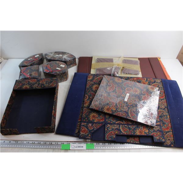 Deluxe 4 pc Desk Set, (5) Storage Boxes and Accessories