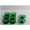 Image 1 : (6) Green Glass Bowls 5'' and (2) Green Glass Candle Holders