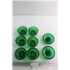 Image 3 : (6) Green Glass Bowls 5'' and (2) Green Glass Candle Holders