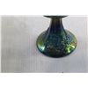 Image 6 : (2) Indiana Blue Iridescent Carnival Glass Footed Bowls and Green Glass Cream and Sugar