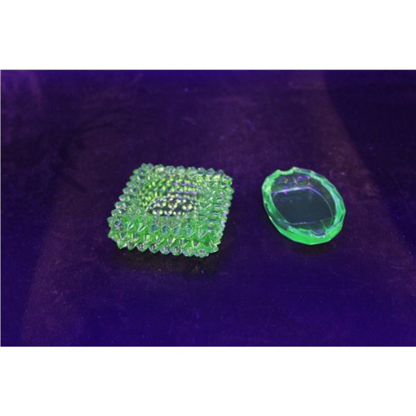 (2) Uranium Glass Ash Trays