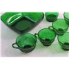 Image 3 : (7) Green Glass Cups, (2) Vases, and Bowl