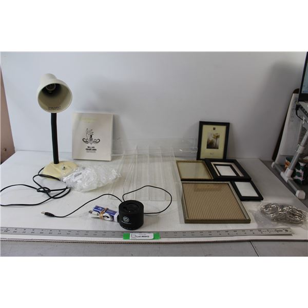 (5) Plastic Display Shelves, Sha Xuan Empty Nail Gel Colour Card, Lamp with No Lightbulb, Small Port