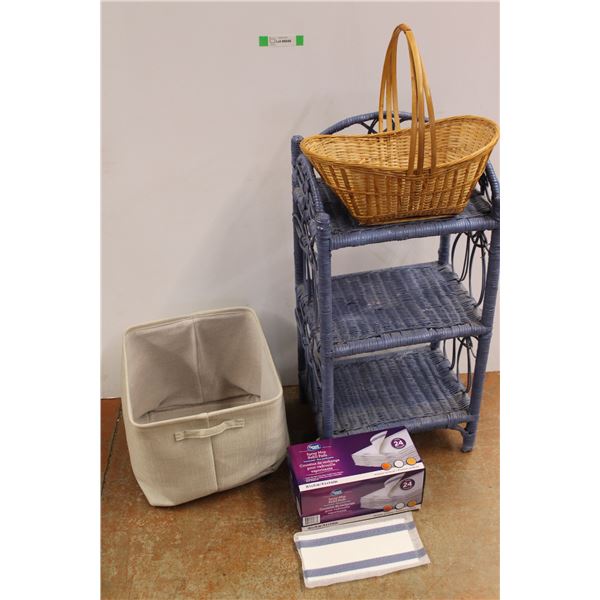 Cloth Basket, Wicker Basket, Blue Wicker Shelf - 16" x 12" x 31" High, Great Value Spray Mop Refill 