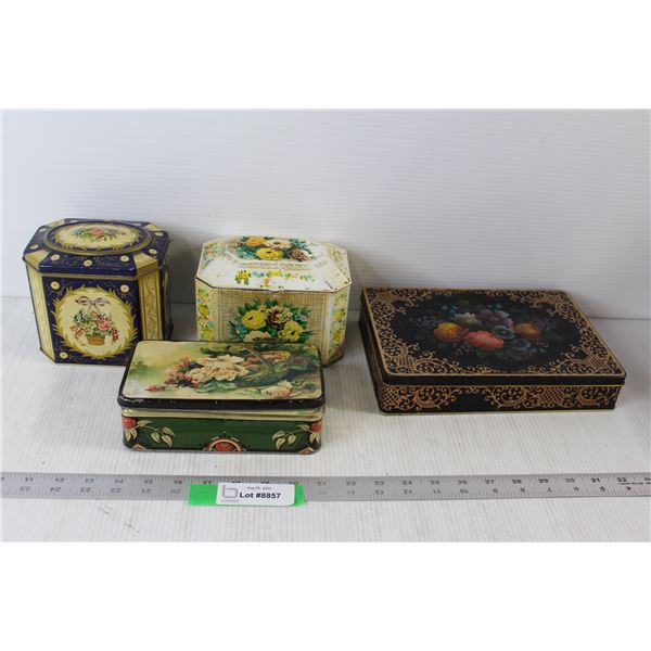 (4) Assorted Metal Tin Containers