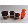 Image 1 : (3) Canisters, Red Vase - As Is