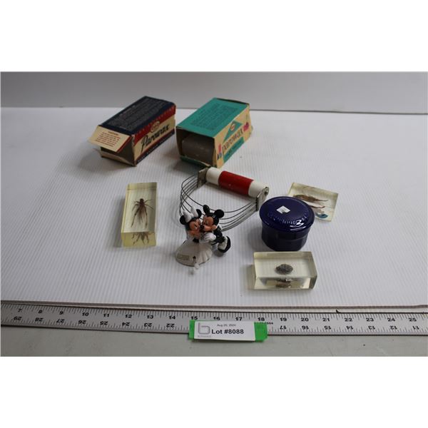 (3) Acrylic Bugs, Mickey and Minnie Toy, Misc.