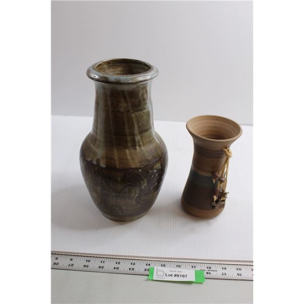 (2) Pottery Vases